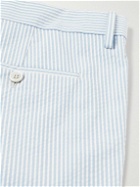 Caruso - Straight-Leg Pleated Striped Cotton Shorts - Blue