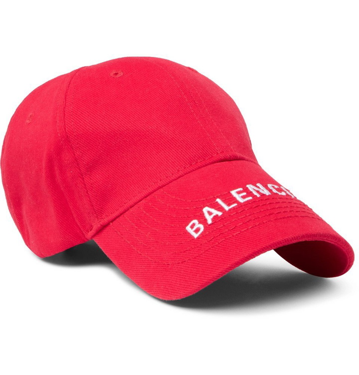 Photo: Balenciaga - Logo-Embroidered Cotton-Twill Baseball Cap - Men - Red