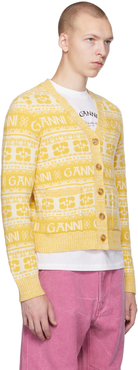 GANNI Yellow Jacquard Cardigan