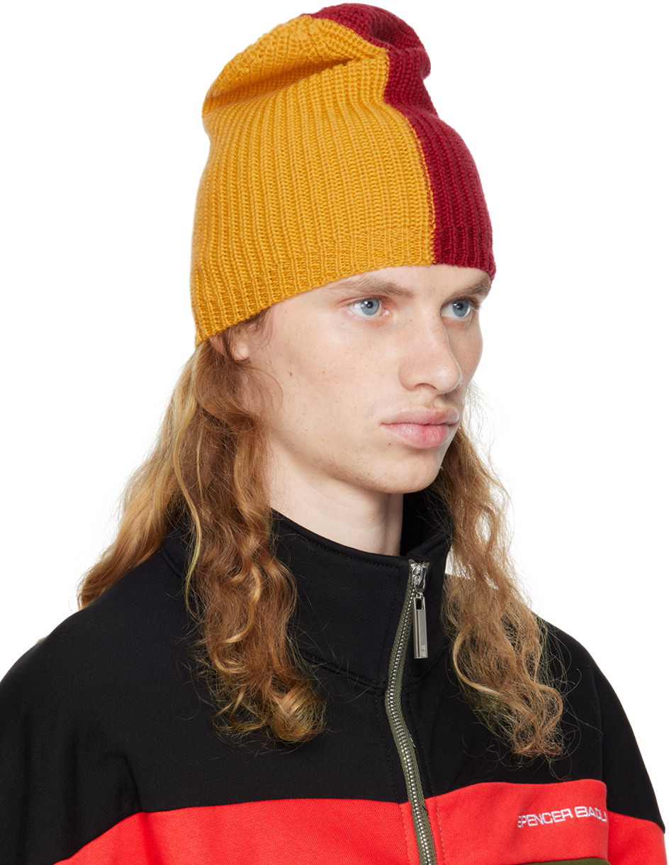 SPENCER BADU Red & Yellow Split Beanie