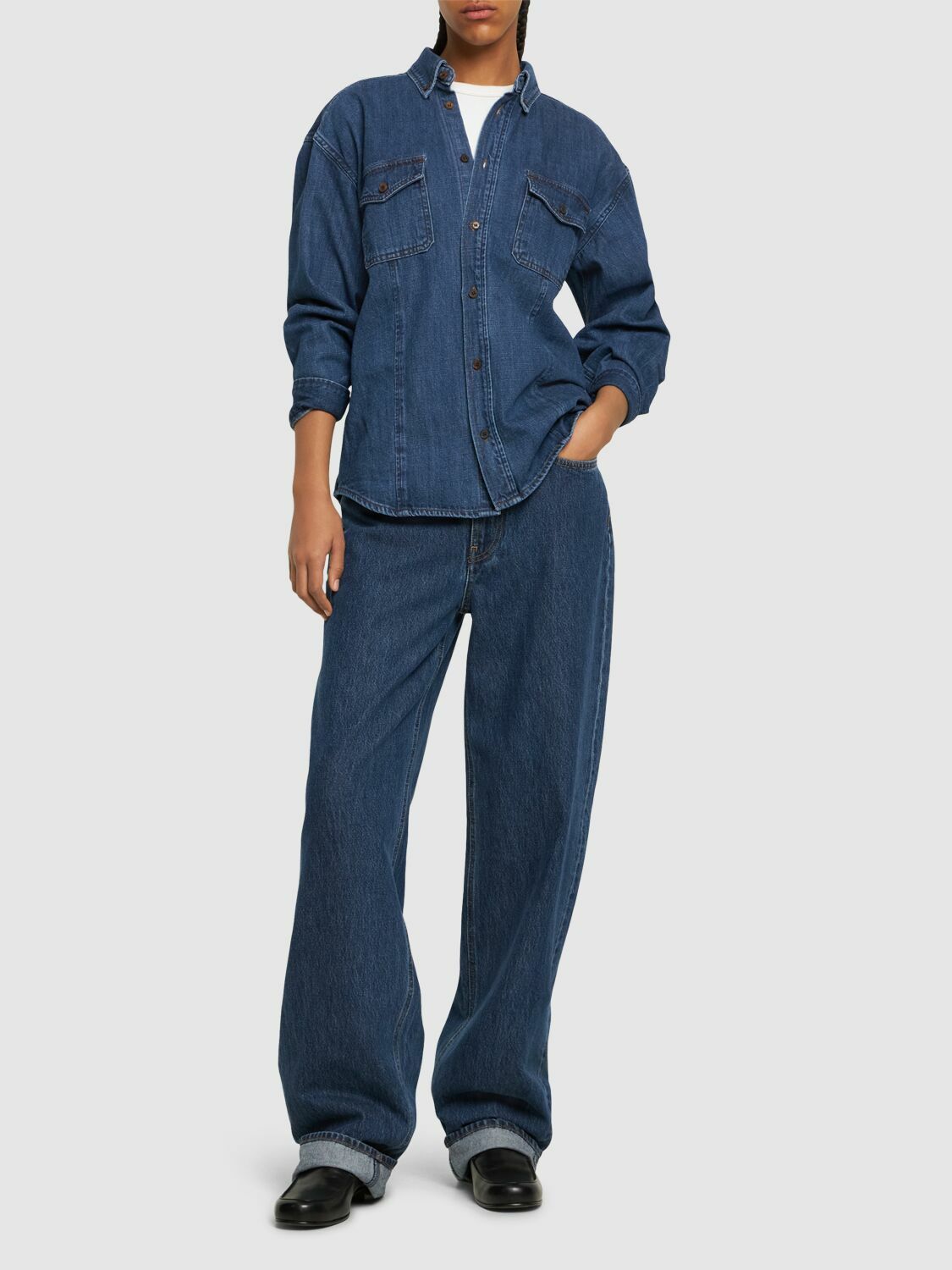 DUNST Unisex Flannel Shirt Blue