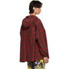 Balenciaga Red Hooded Plaid Shirt