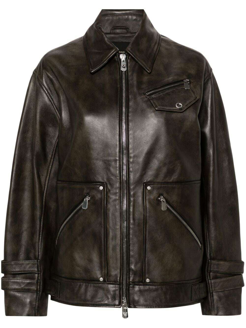 PINKO Black Leather Jacket main image 1