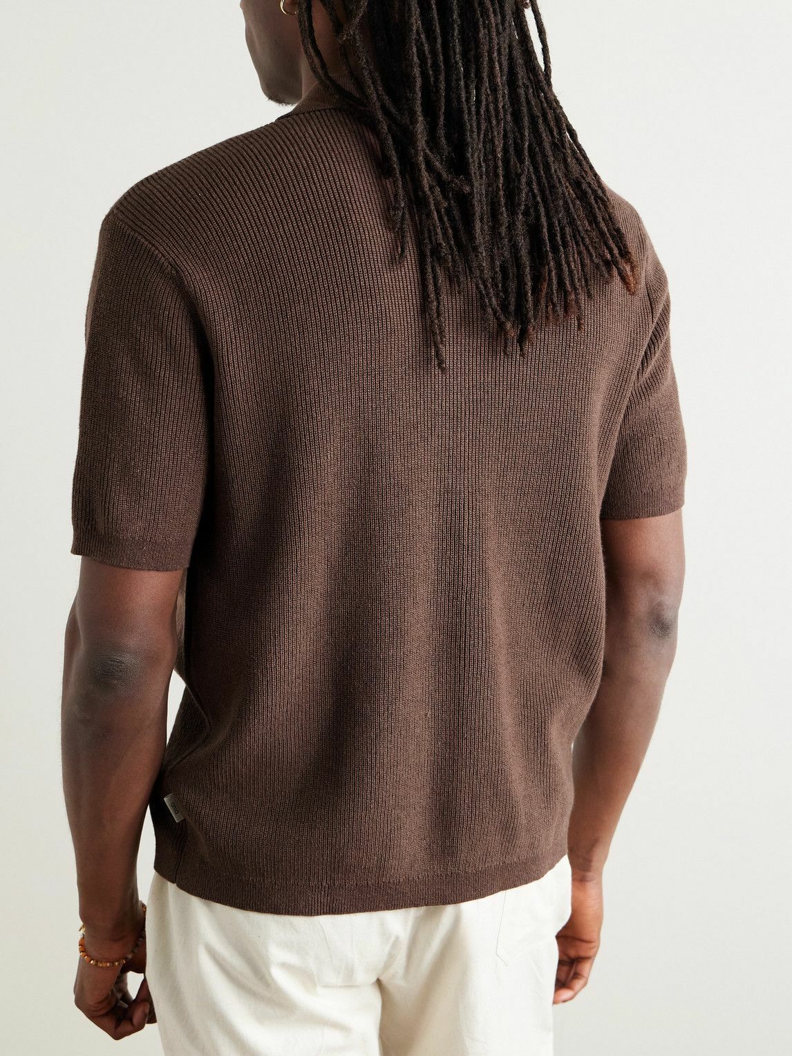 Onia - Camp-Collar Ribbed Linen and Cotton-Blend Shirt - Brown