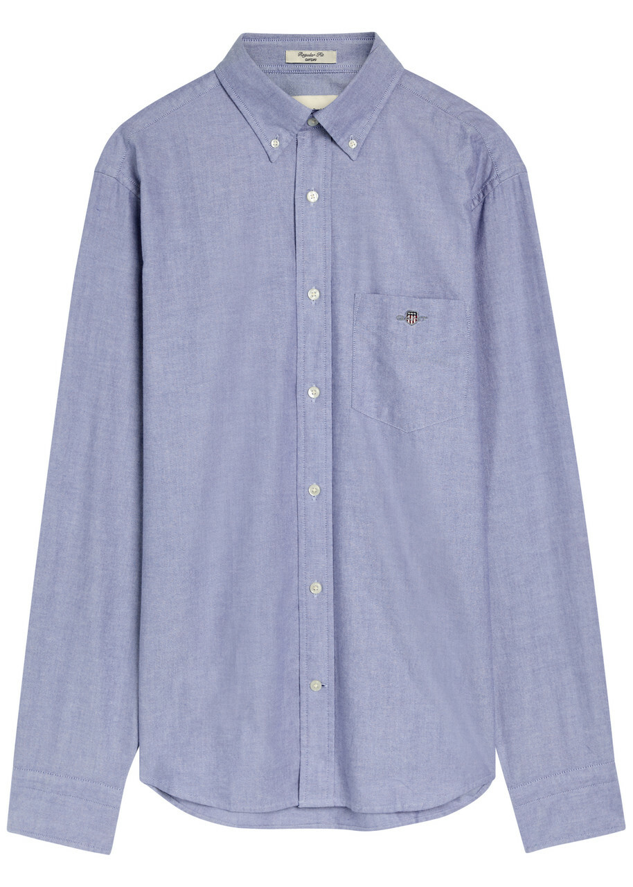 Gant Logo-embroidered Cotton Oxford Shirt Blue