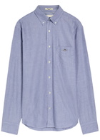 Gant Logo-embroidered Cotton Oxford Shirt Blue