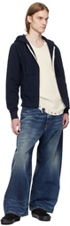 Noah Navy Classic Lightweight Zip-Up Hoodie