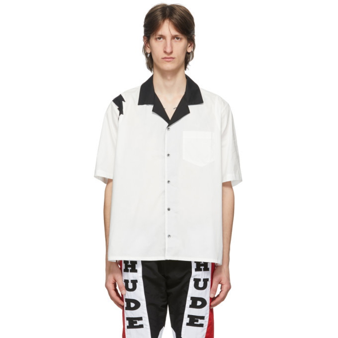 Photo: Rhude White and Black Lightning Short Sleeve Shirt