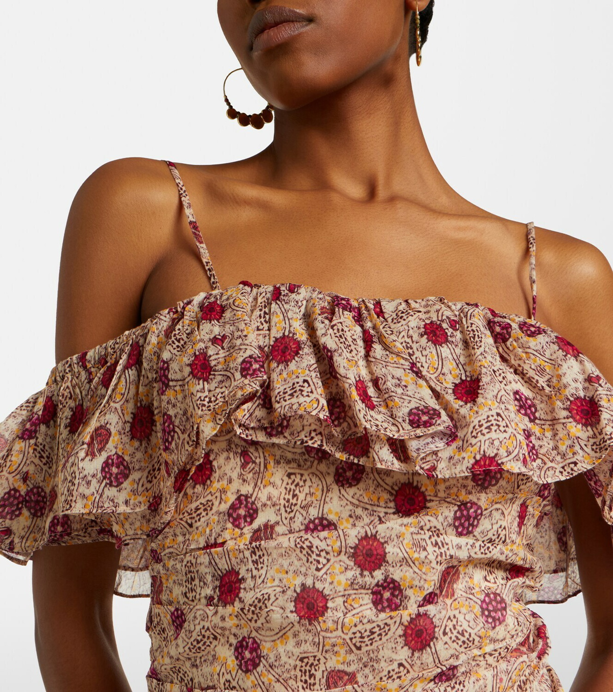 Marant Etoile Davilia off-shoulder ruched cotton minidress