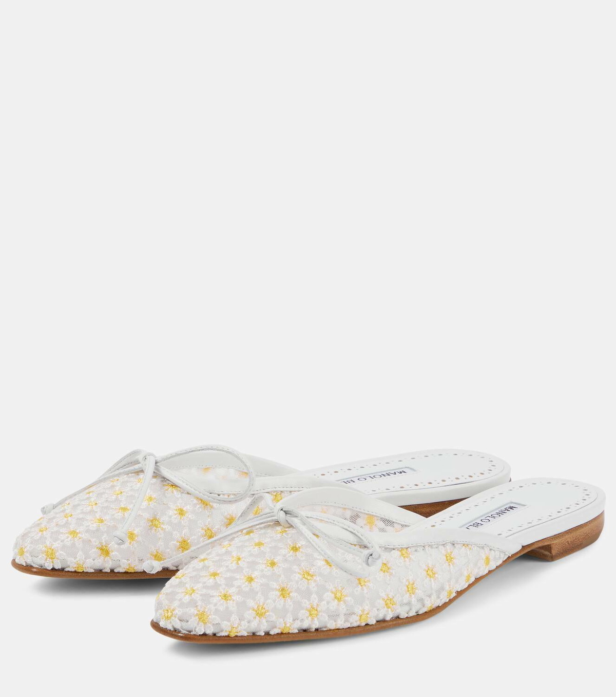 Manolo Blahnik Ballerimu leather-trimmed mules Manolo Blahnik