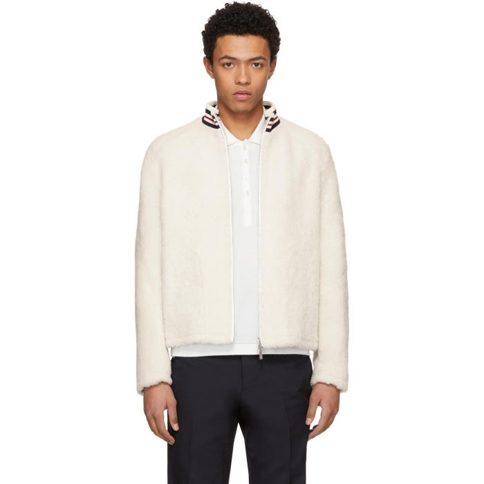 Photo: Thom Browne White Shearling Funnel Collar Golf Jacket