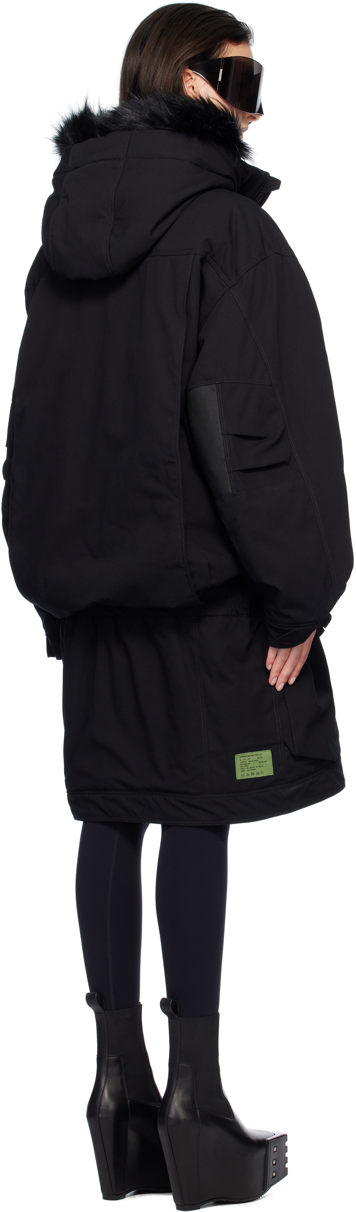 032c Black 'OSL2BER' Dropped Waist Jacket