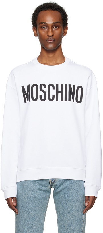 Photo: Moschino White Printed Sweatshirt