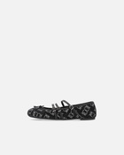 Pinko Monogram Ballet Flats With Rhinestones And Bow At The Toe Limo Black