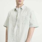 FrizmWORKS Men's OG Stripe Seersucker Short Sleeve Shirt in Green