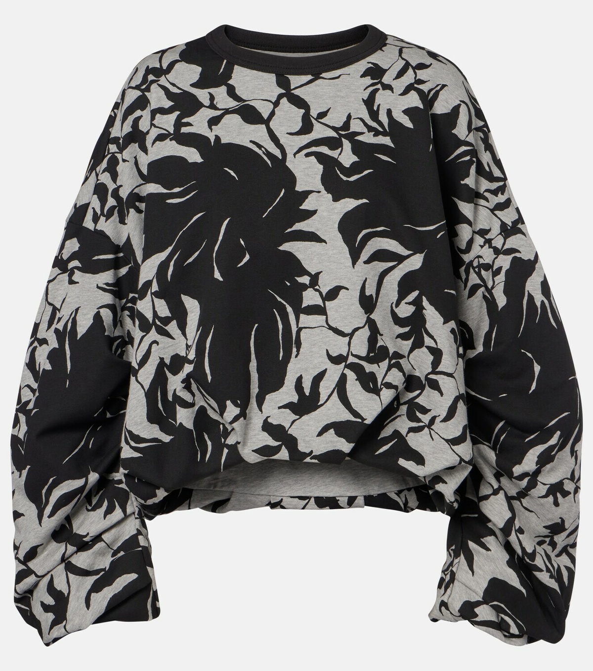 Dries Van Noten Draped floral cotton jersey sweatshirt