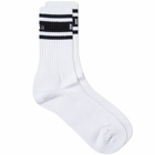 Wacko Maria Men's Type 4 Skater Sock in White/Black