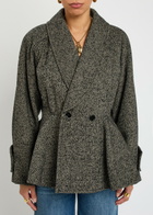Chloe Herringbone Peplum Wool-blend Jacket Brown