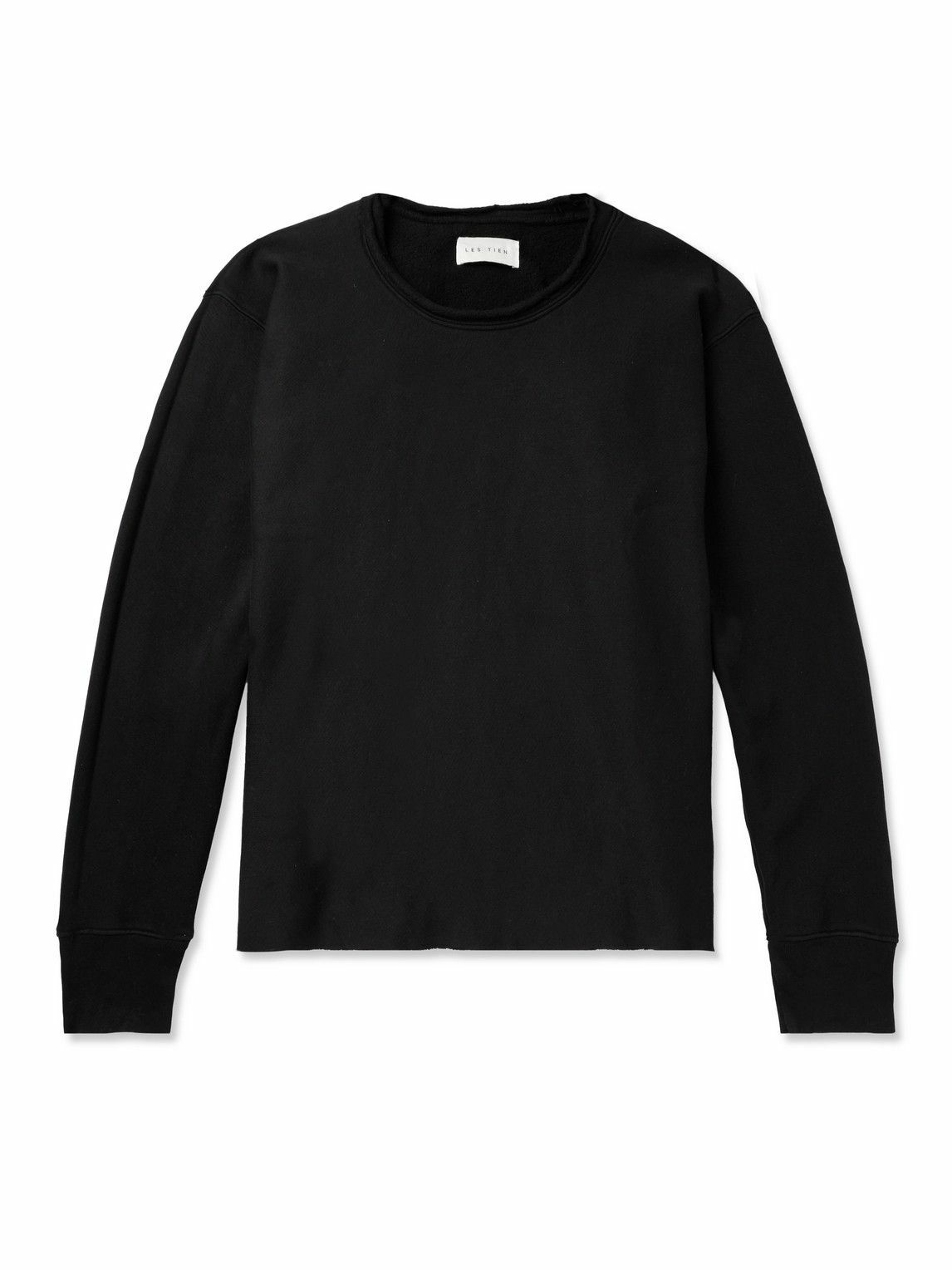 Photo: Les Tien - Distressed Cotton-Jersey Sweatshirt - Black