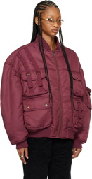 LU'U DAN Burgundy Aviator Bomber Jacket