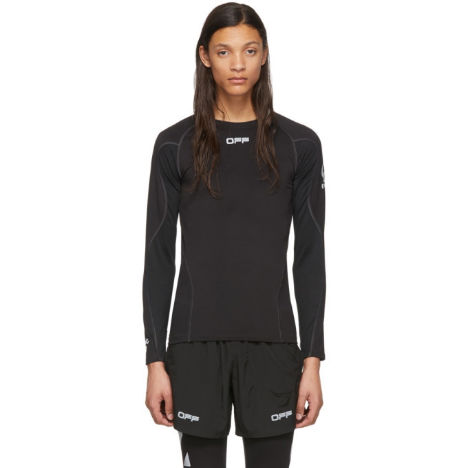Photo: Off-White Black and Silver Running Long Sleeve T-Shirt