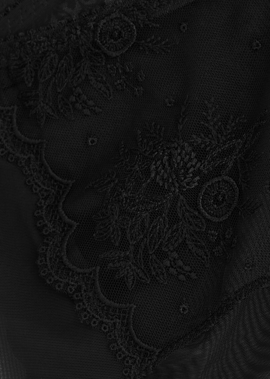 Simone PÉRÈLE Intrigue High-waist Embroidered Tulle Briefs Black