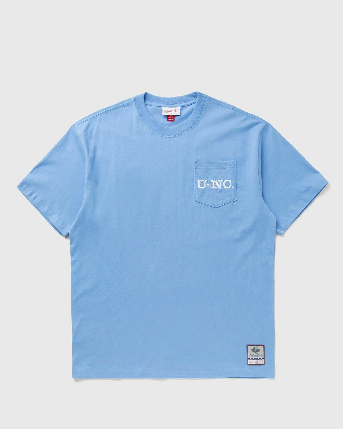 Mitchell & Ness NCAA DOUBLE HIT SS POCKET TEE VINTAGE LOGO NORTH CAROLINA Blue Mens Shortsleeves/Team Tee