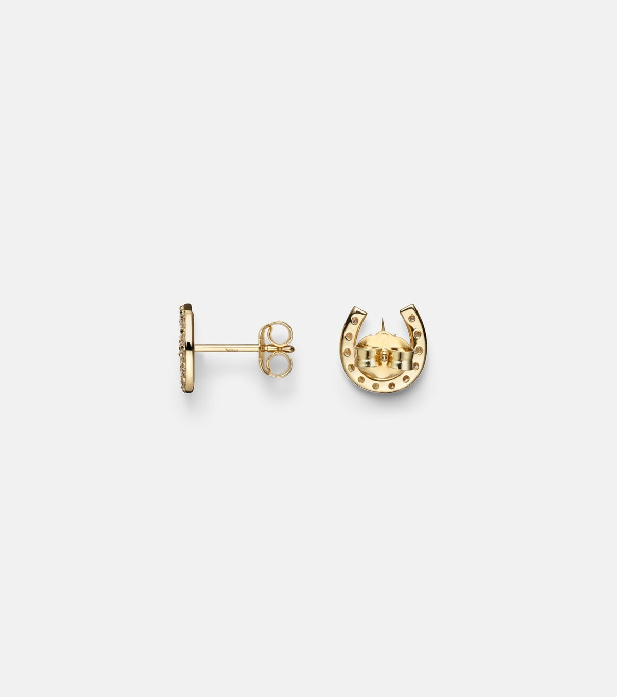 Sydney Evan Horseshoe Starburst 14kt gold (585/1000) stud earrings with diamonds
