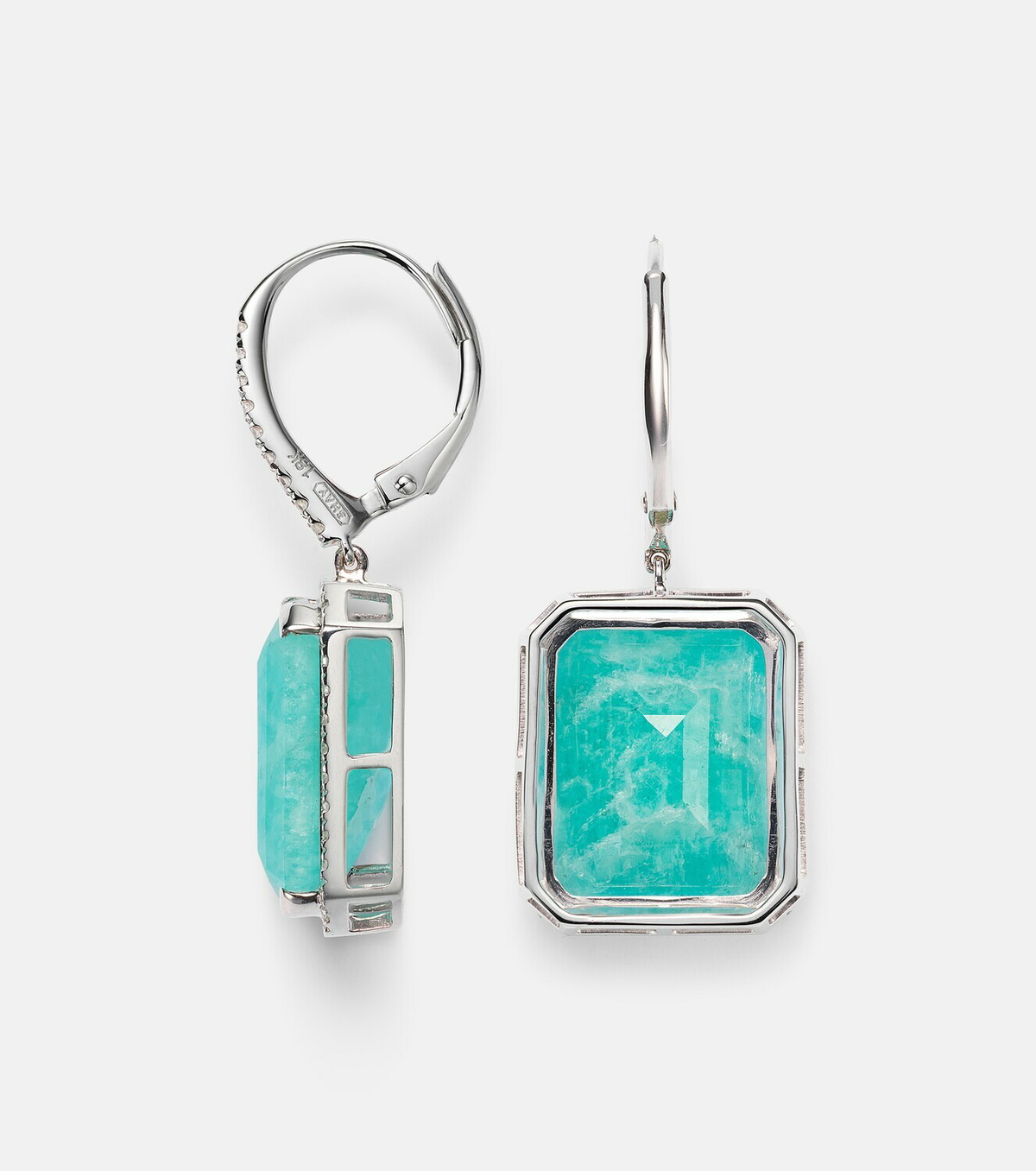 Shay Jewelry 18kt white gold earrings with amazonite and diamonds