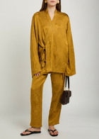 Delos Tao Textured Jacquard Satin Trousers Brown