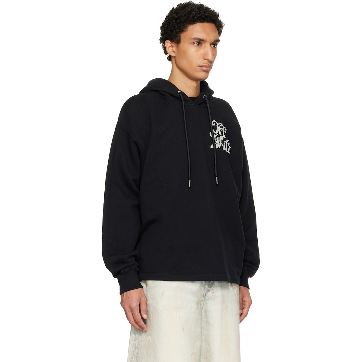 Off-White Black Grass Ink Logo Loose Hoodie