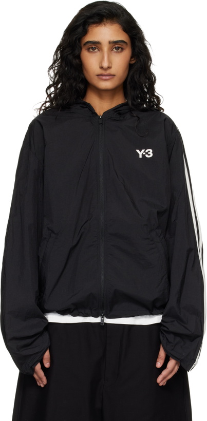 Photo: Y-3 Black Nylon Wired 3 Stripes Track Jacket