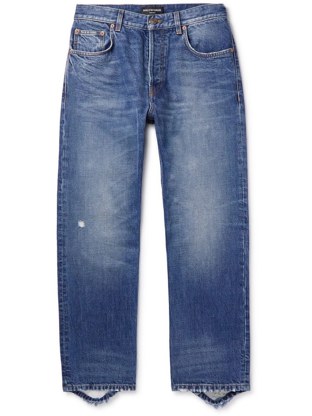 Photo: Balenciaga - Slim-Fit Distressed Jeans - Blue