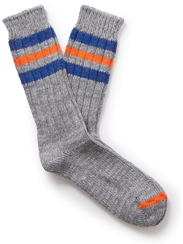 Photo: Thunders Love - Ribbed Striped Recycled Cotton-Blend Socks