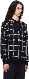 Fred Perry Black Kris Van Assche Edition Long Sleeve Knitted Polo