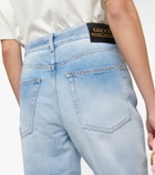 Gucci - Embroidered wide-leg denim jeans