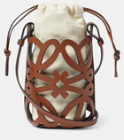 Loewe Anagram leather and canvas pouch with strap