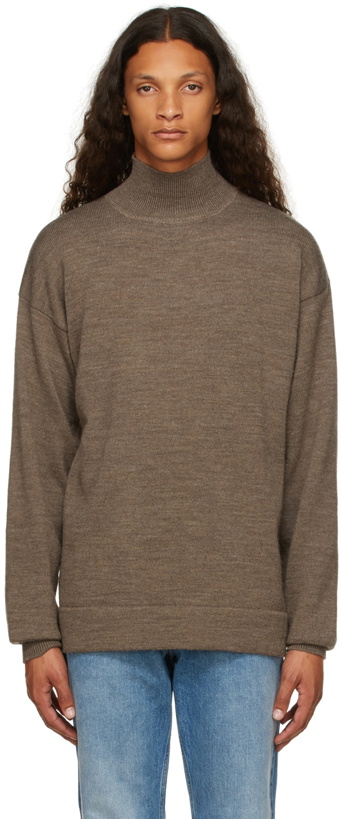 Photo: Maison Margiela Brown Wool Elbow Patch Turtleneck