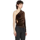Supriya Lele Brown Velvet Ruching Off-Shoulder Blouse