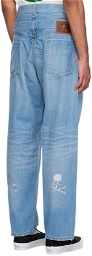 MASTERMIND WORLD Blue Embroidered Jeans