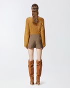 Pinko Wide Shorts With Checked Pattern Brown Camel