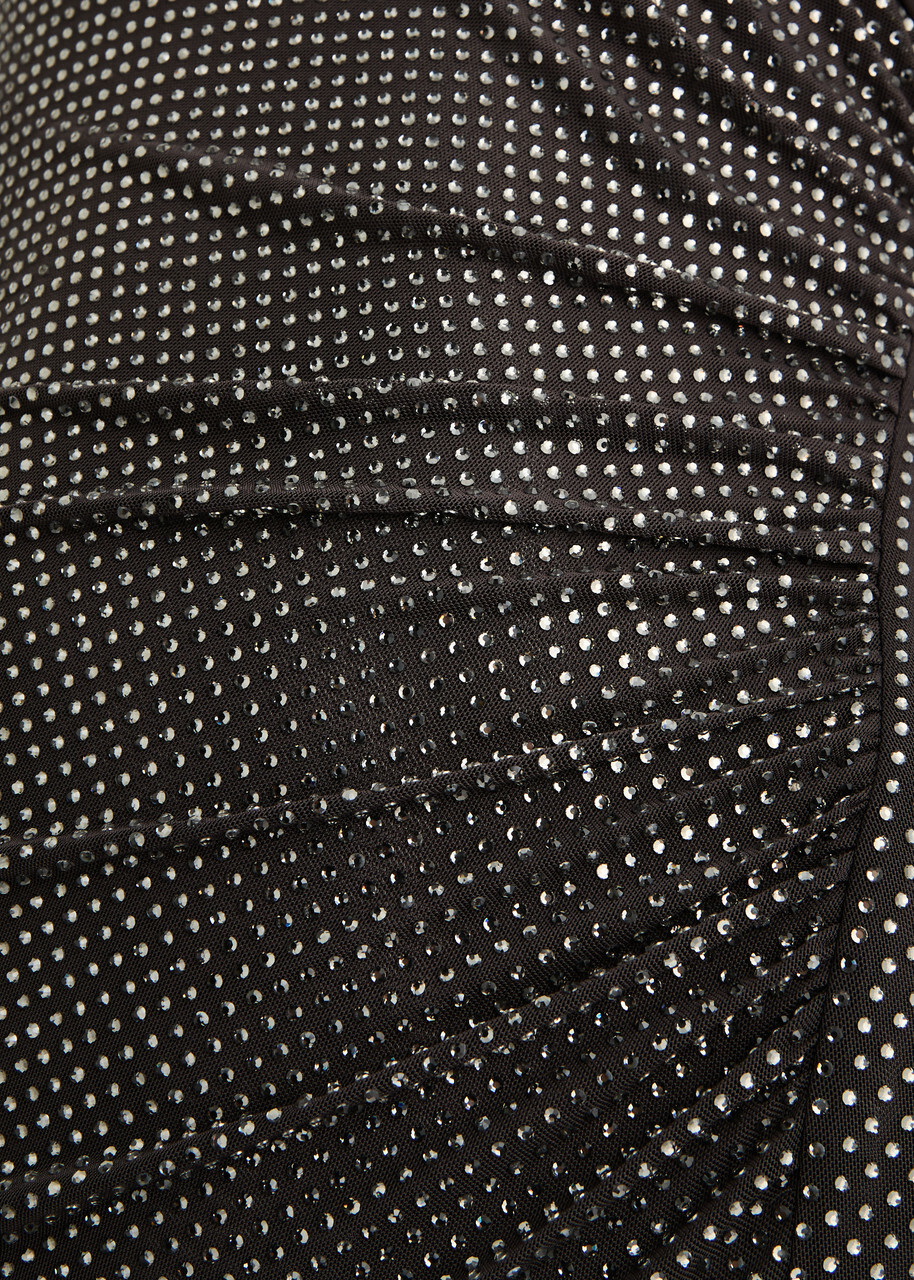 Self-portrait Crystal-embellished Stretch-tulle Maxi Dress Grey