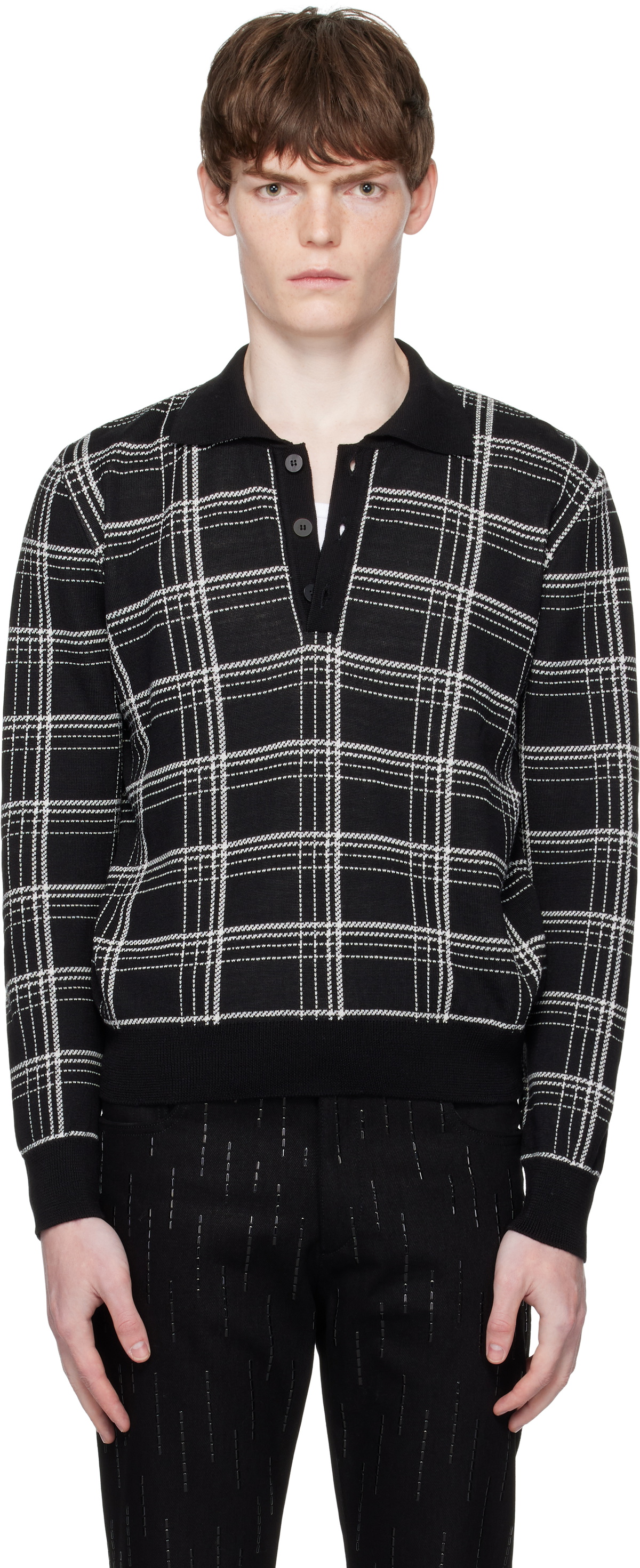 トップス ernest w baker Cable Knit Polo KNIT POLO — ERNEST W. BAKER