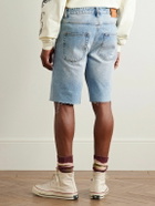 MANAAKI - Tama Slim-Fit Straight-Leg Distressed Denim Shorts - Blue