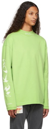 Heron Preston Green Logo Mock Neck Long Sleeve T-Shirt