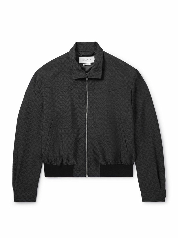 Photo: McQueen - Cropped Printed Twill Harrington Jacket - Black