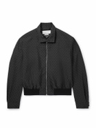 McQueen - Cropped Printed Twill Harrington Jacket - Black