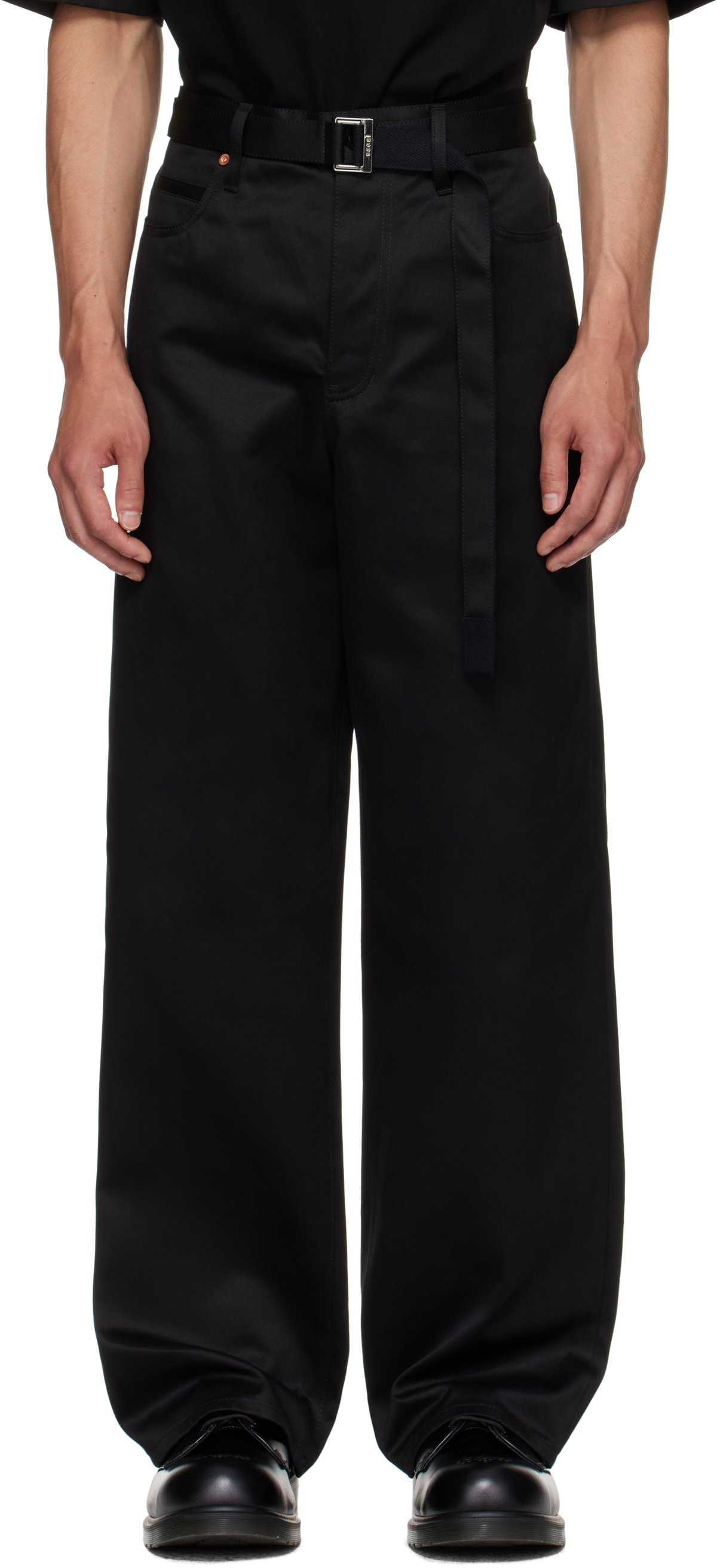 25AW Sacai Cotton Chino Pants 黒 1 sacai Black Cotton Chino Trousers Sacai