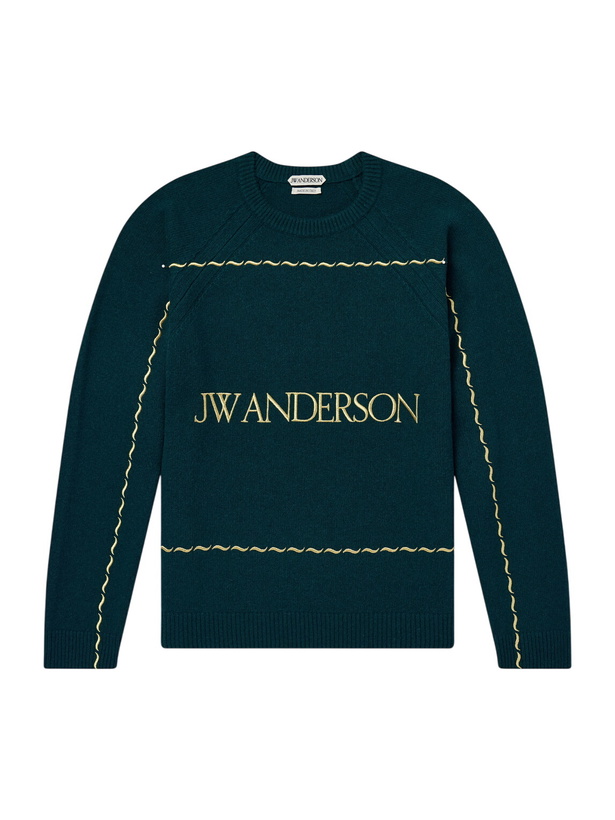 Photo: JW Anderson - Logo-Embroidered Wool Sweater - Green