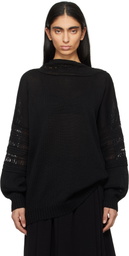 Y's Black Crochet Long Sleeve Sweater